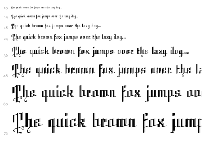 K22 Angular Text font waterfall